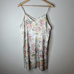 Vintage Barbizon Slip Night Gown Womens Medium Ivory‎ Floral Satin Elegant